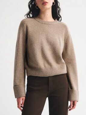 ABERCROMBIE & FITCH madeline crew neck sweater in light brown taupe